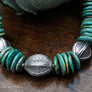 Tibetan Turquoise & Thai Hilltribe Handwrought Silver Necklace - OutOfAsia
